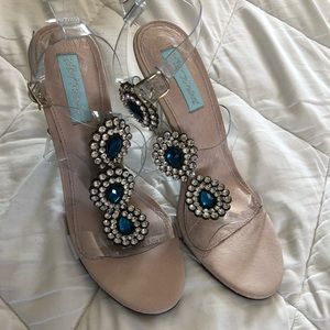 Betsey Johnson Jeweled Clear Heels Sandals